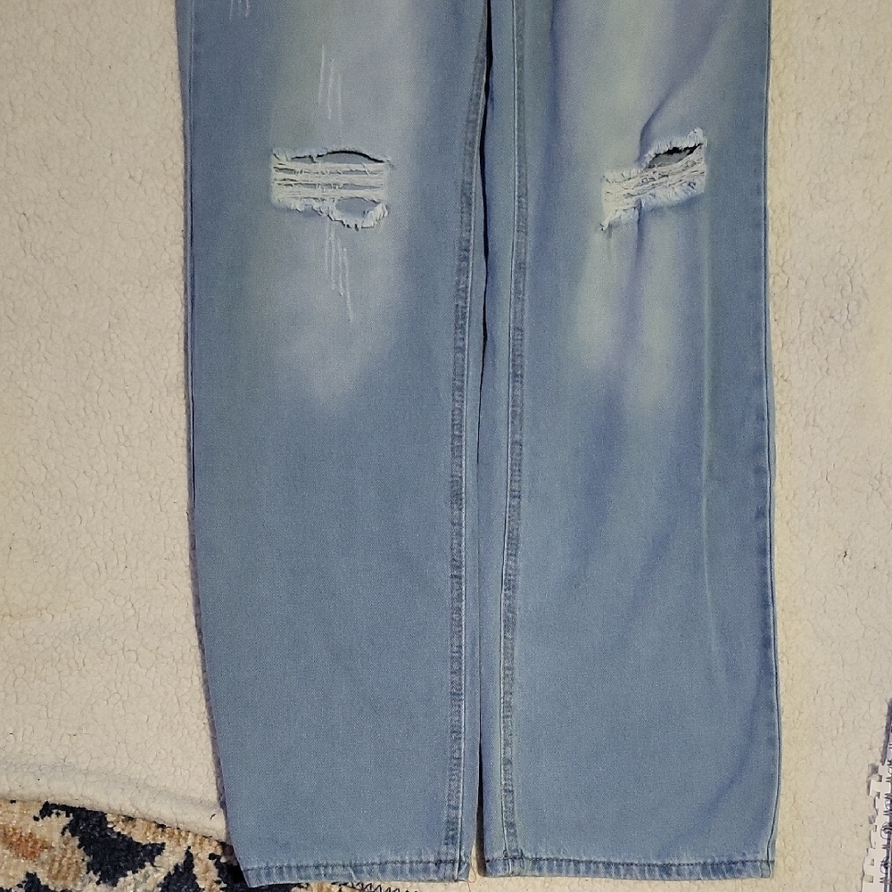 Source Unknown Light Blue Distressed Straight-Leg… - image 2